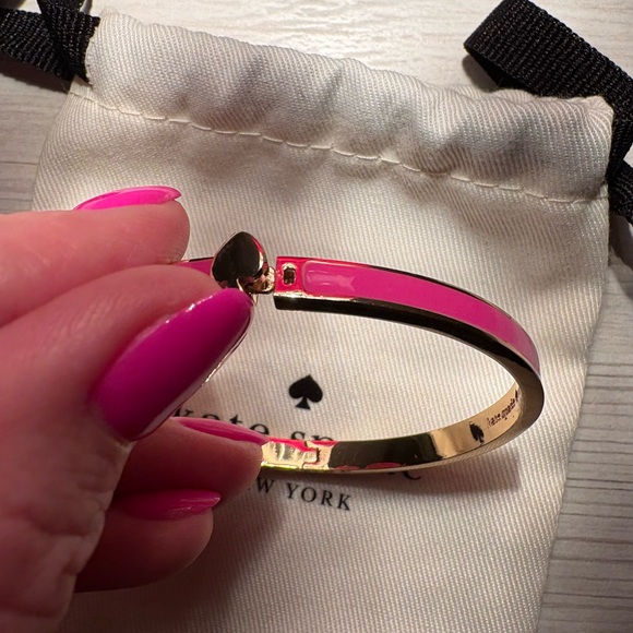 Kate Spade Gold and Pink Enamel bangle bracelet with spade clasp- Preowned - Picture 7 of 8